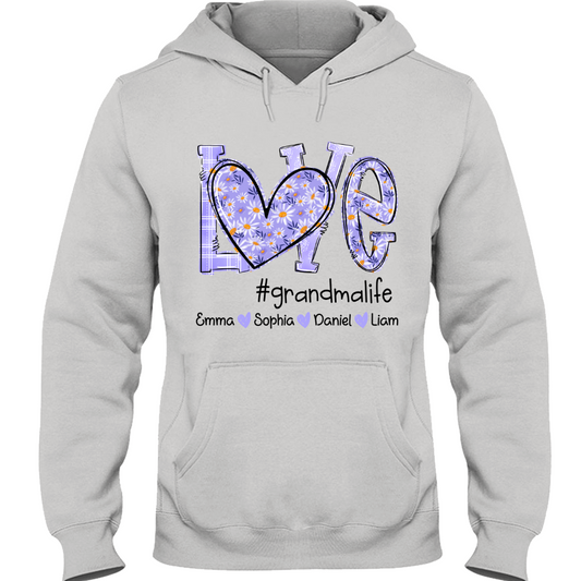 Love Daisy Purple Grandma Life With Kids TH Hoodie