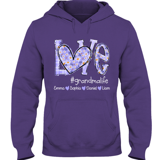Love Daisy Purple Grandma Life With Kids TH Hoodie
