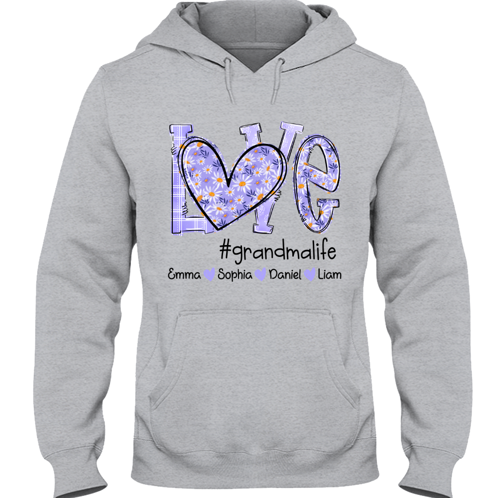 Love Daisy Purple Grandma Life With Kids TH Hoodie