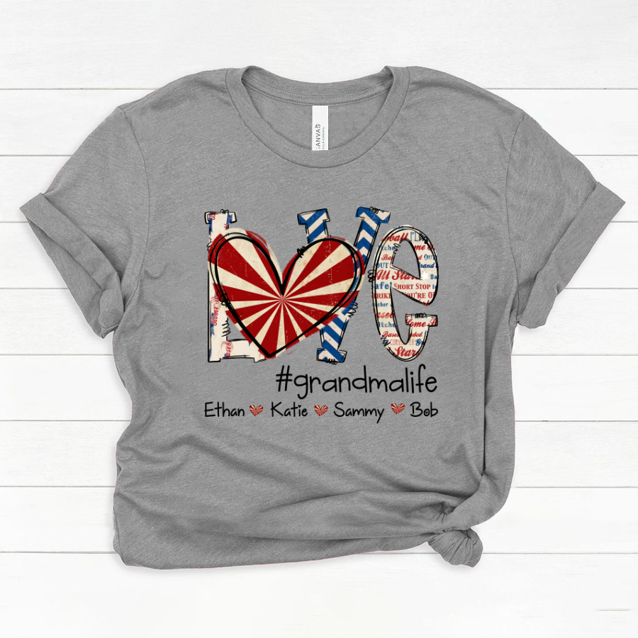 Love Grandma Baseball  And Grandkids, Love Baseball Grandma Iron On Classic Canvas