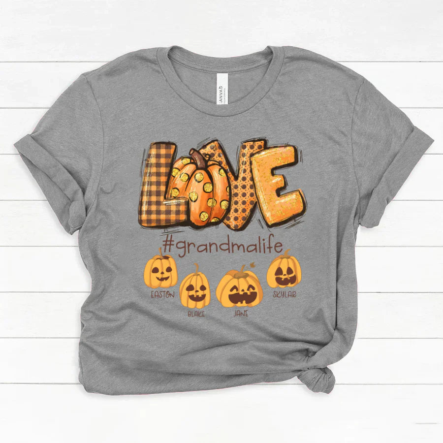 Love Grandma Life Autumn Pumpkins Classic Canvas