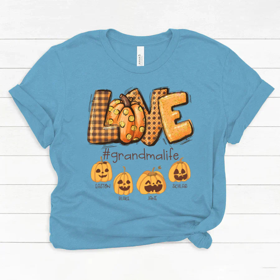 Love Grandma Life Autumn Pumpkins Classic Canvas