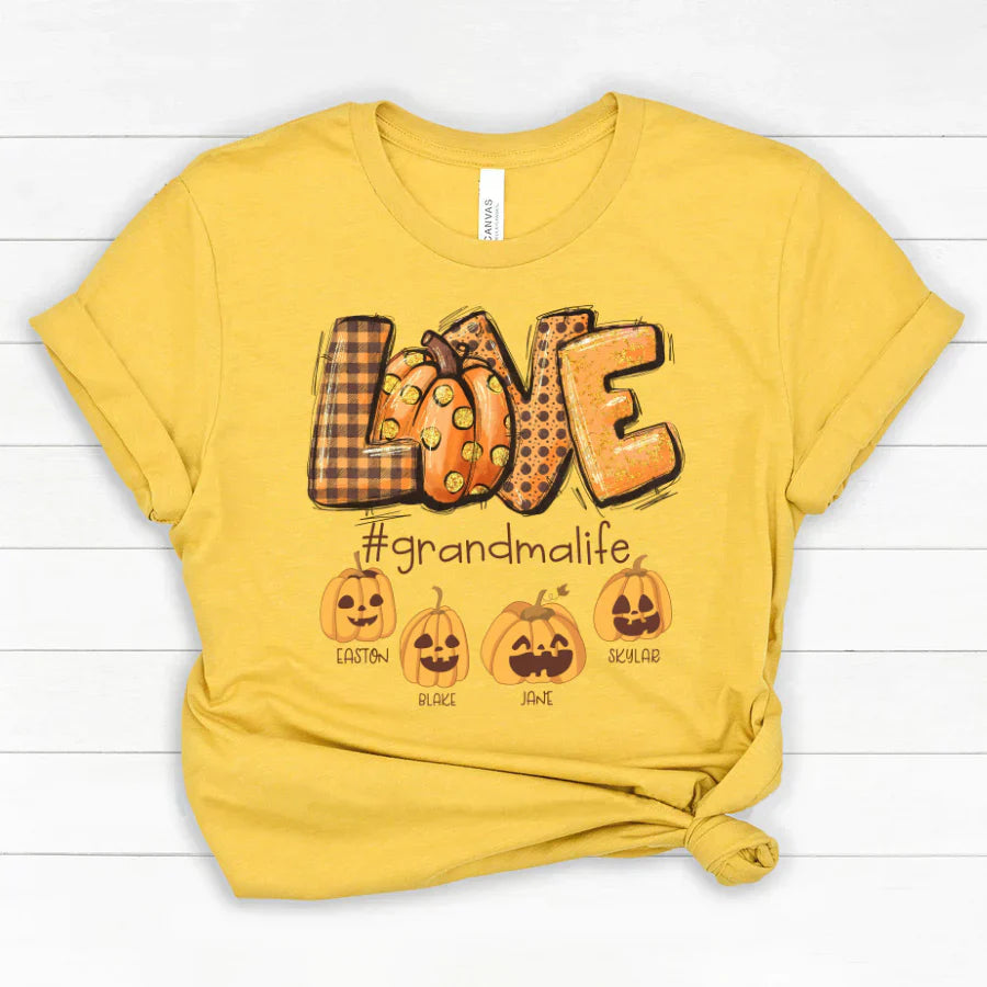 Love Grandma Life Autumn Pumpkins Classic Canvas