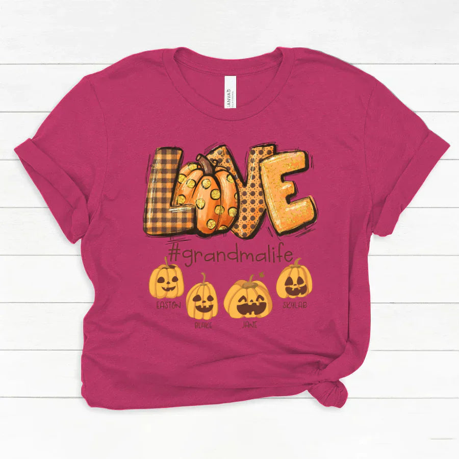 Love Grandma Life Autumn Pumpkins Classic Canvas