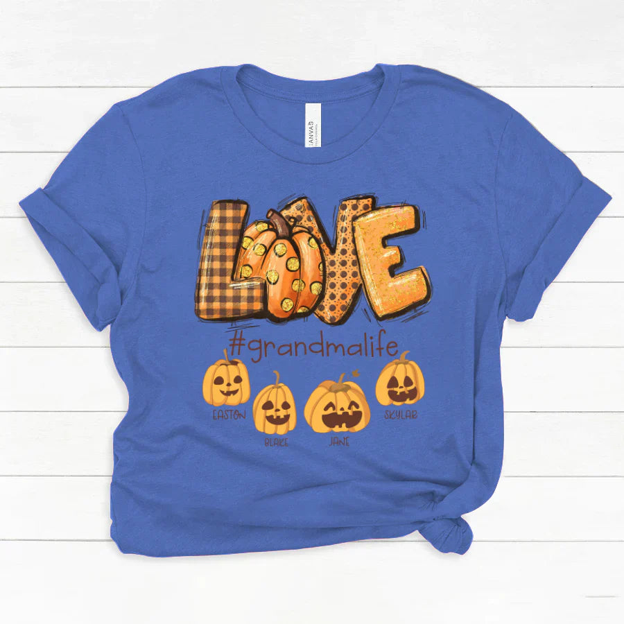 Love Grandma Life Autumn Pumpkins Classic Canvas