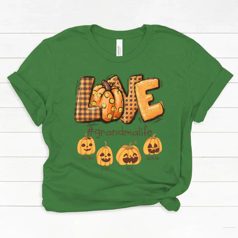 Love Grandma Life Autumn Pumpkins Classic Canvas