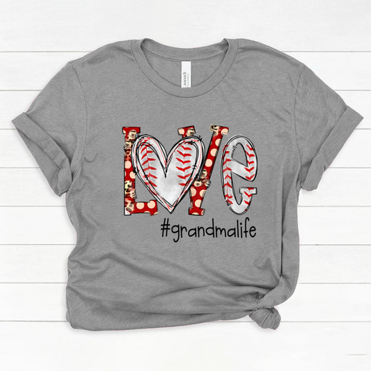 Love Grandma Life Baseball Heart Classic Canvas