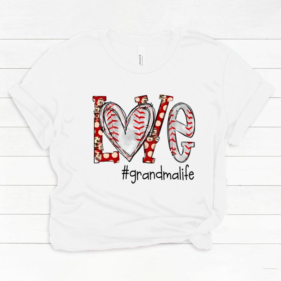 Love Grandma Life Baseball Heart Classic Canvas