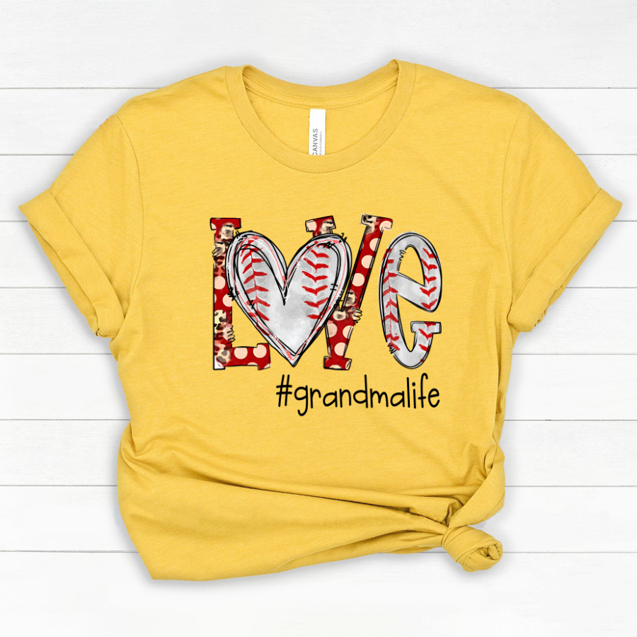 Love Grandma Life Baseball Heart Classic Canvas