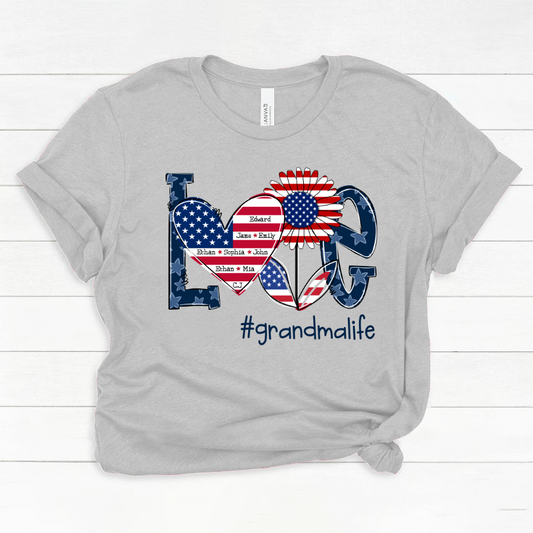Love Grandma Life With Grandkids Heart Flag Sunflower Classic Canvas