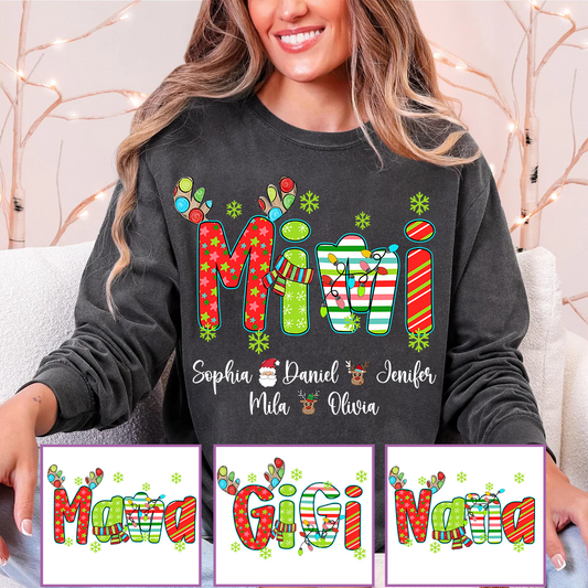 Merry Christmas Mimi Custom Grandma And Grandkids Shirt