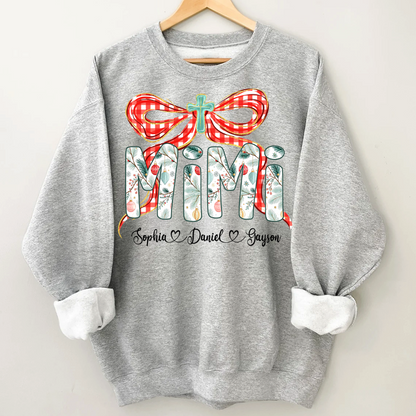 Mimi Christmas Bow, Personalized Mimi and Grankids Shirt