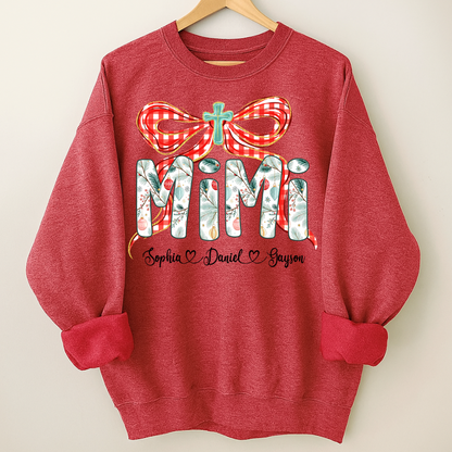 Mimi Christmas Bow, Personalized Mimi and Grankids Shirt