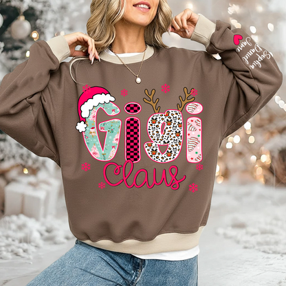 Mimi Claus Personalized Mimi Nana Grandma and Grandkids Christmas Gift Shirt