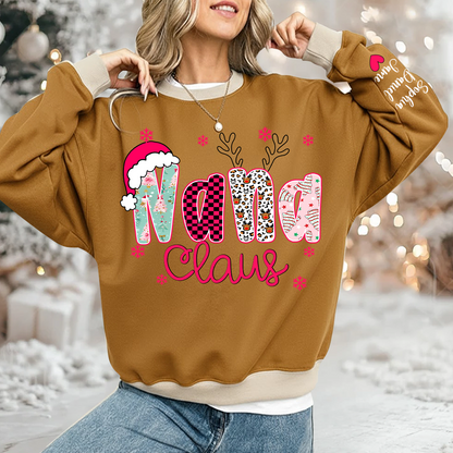 Mimi Claus Personalized Mimi Nana Grandma and Grandkids Christmas Gift Shirt