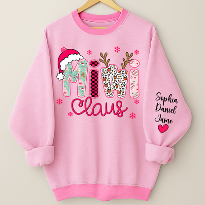 Mimi Claus Personalized Mimi Nana Grandma and Grandkids Christmas Gift Shirt