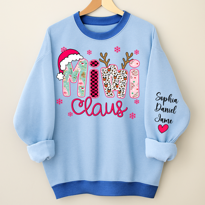 Mimi Claus Personalized Mimi Nana Grandma and Grandkids Christmas Gift Shirt