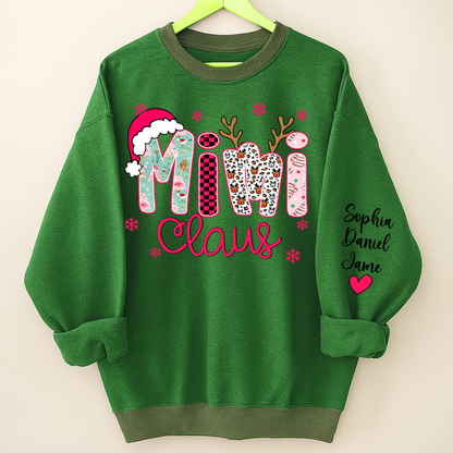 Mimi Claus Personalized Mimi Nana Grandma and Grandkids Christmas Gift Shirt