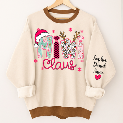 Mimi Claus Personalized Mimi Nana Grandma and Grandkids Christmas Gift Shirt