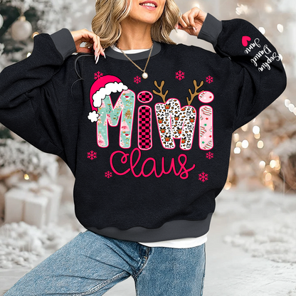 Mimi Claus Personalized Mimi Nana Grandma and Grandkids Christmas Gift Shirt