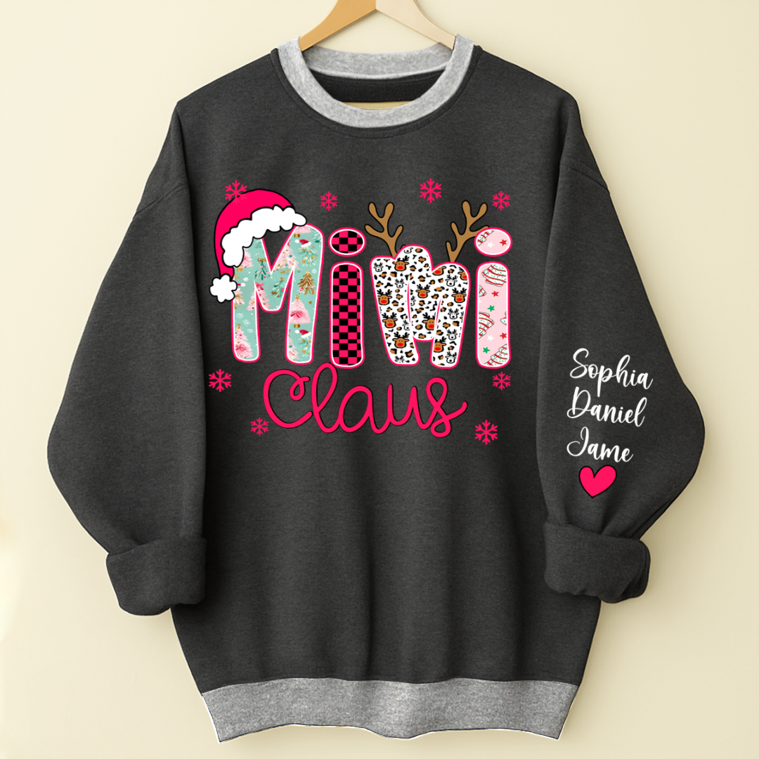 Mimi Claus Personalized Mimi Nana Grandma and Grandkids Christmas Gift Shirt