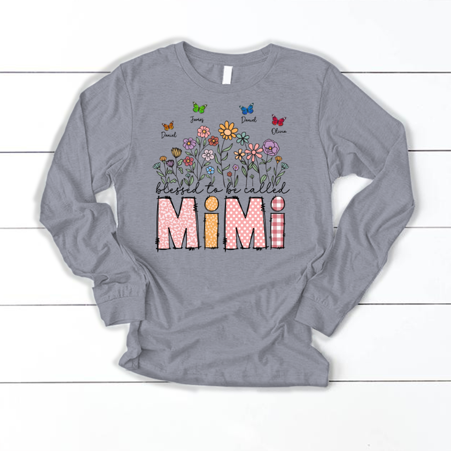 Mimi Floral And Butterfly Custom Mimi And Grandkids Gift For Mothers Day