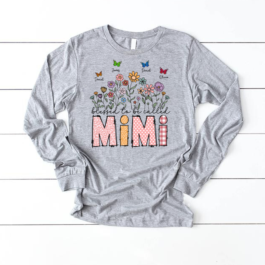 Mimi Floral And Butterfly Custom Mimi And Grandkids Gift For Mothers Day