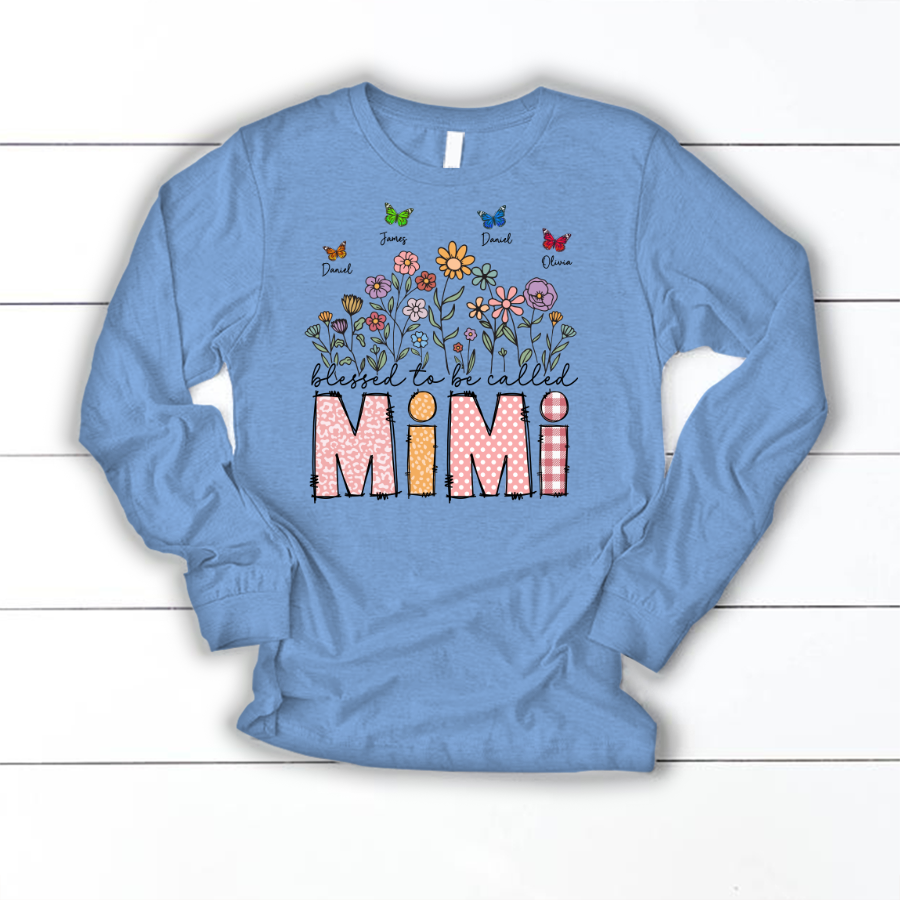 Mimi Floral And Butterfly Custom Mimi And Grandkids Gift For Mothers Day