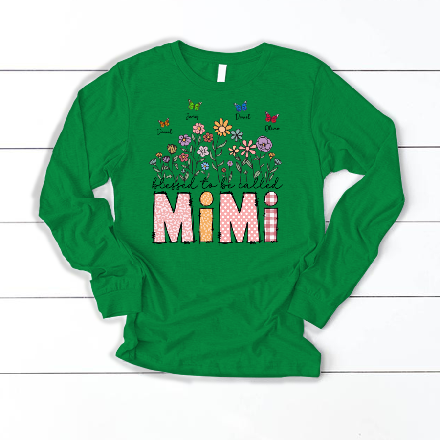 Mimi Floral And Butterfly Custom Mimi And Grandkids Gift For Mothers Day