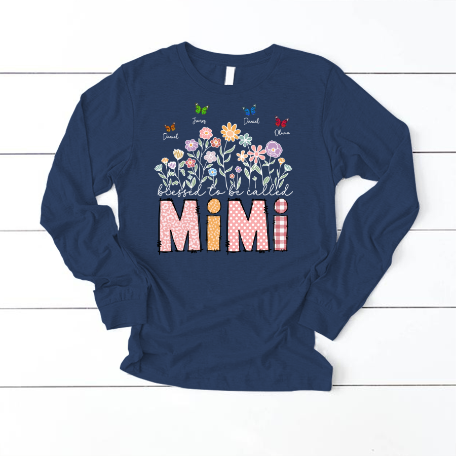 Mimi Floral And Butterfly Custom Mimi And Grandkids Gift For Mothers Day