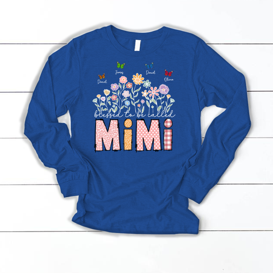 Mimi Floral And Butterfly Custom Mimi And Grandkids Gift For Mothers Day