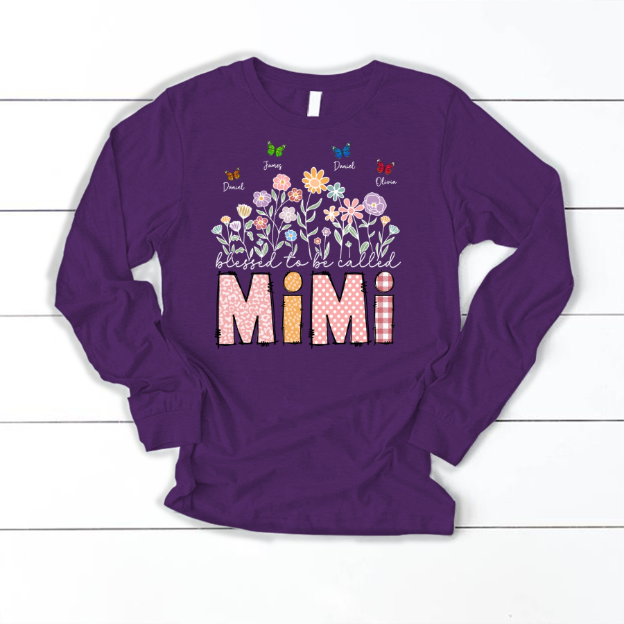 Mimi Floral And Butterfly Custom Mimi And Grandkids Gift For Mothers Day