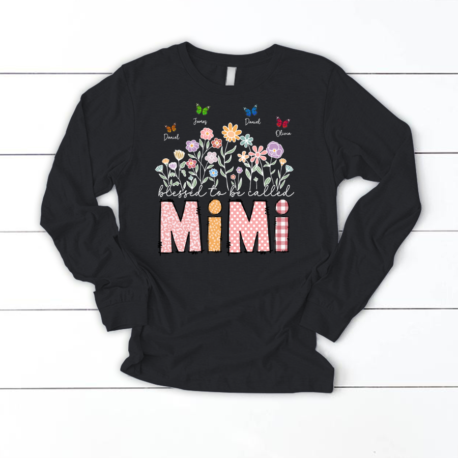 Mimi Floral And Butterfly Custom Mimi And Grandkids Gift For Mothers Day