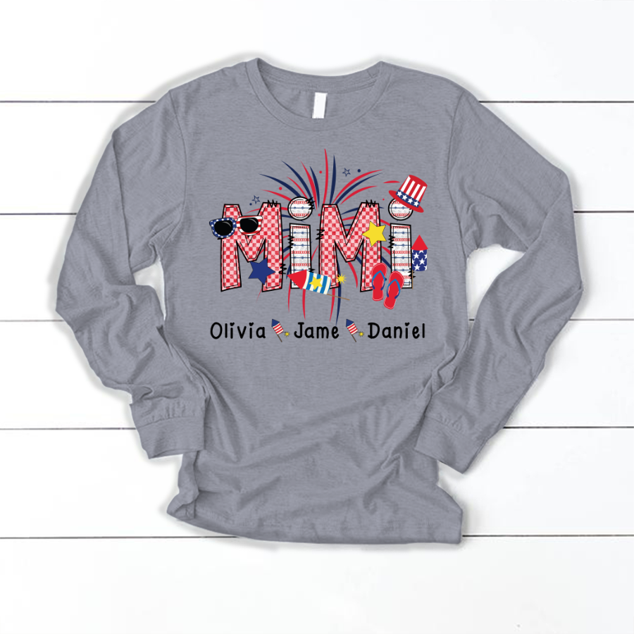 Mimi Patriotic 4th of July Custom Mimi And Grandkids Shirt