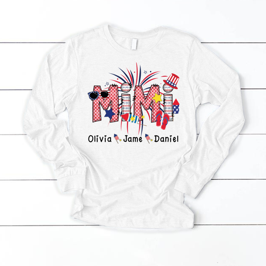 Mimi Patriotic 4th of July Custom Mimi And Grandkids Shirt