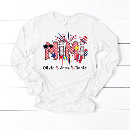 Mimi Patriotic 4th of July Custom Mimi And Grandkids Shirt