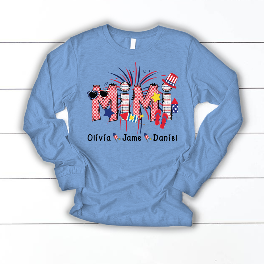 Mimi Patriotic 4th of July Custom Mimi And Grandkids Shirt