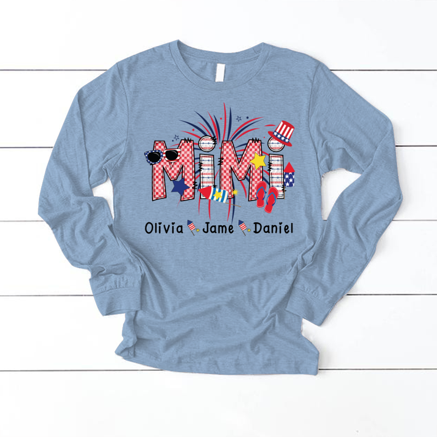 Mimi Patriotic 4th of July Custom Mimi And Grandkids Shirt