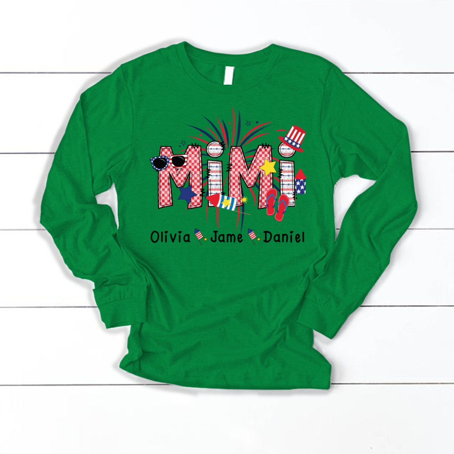 Mimi Patriotic 4th of July Custom Mimi And Grandkids Shirt