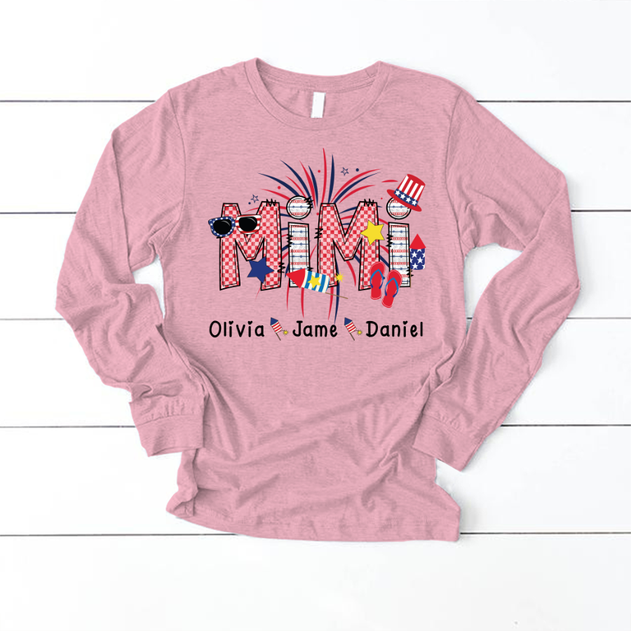 Mimi Patriotic 4th of July Custom Mimi And Grandkids Shirt