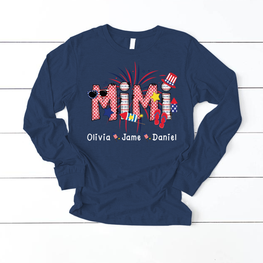 Mimi Patriotic 4th of July Custom Mimi And Grandkids Shirt