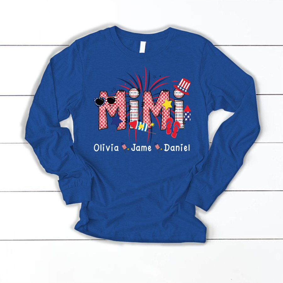 Mimi Patriotic 4th of July Custom Mimi And Grandkids Shirt