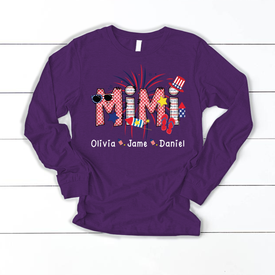Mimi Patriotic 4th of July Custom Mimi And Grandkids Shirt
