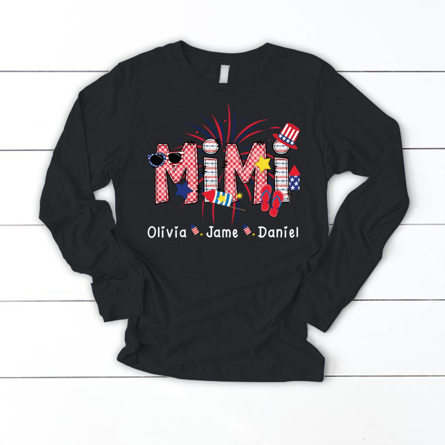 Mimi Patriotic 4th of July Custom Mimi And Grandkids Shirt