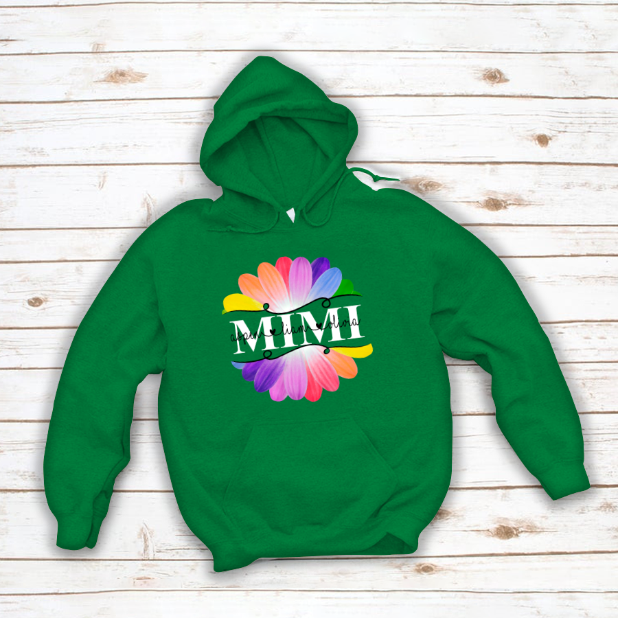 Mimi And Grandkids Flower Rainbow Hoodie