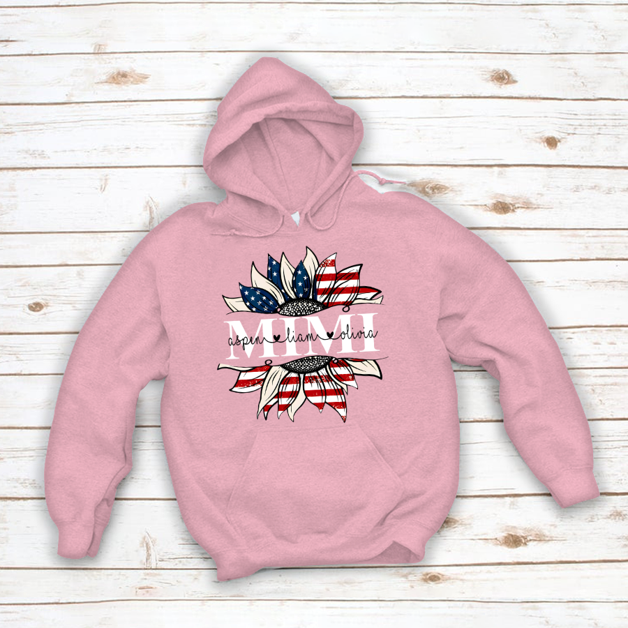 Mimi And Grandkids Sunflower Independence Hoodie