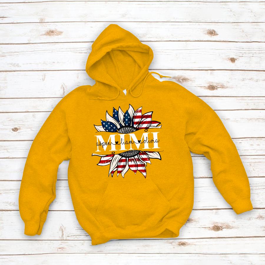 Mimi And Grandkids Sunflower Independence Hoodie
