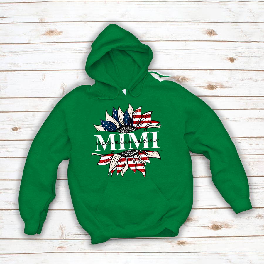 Mimi And Grandkids Sunflower Independence Hoodie