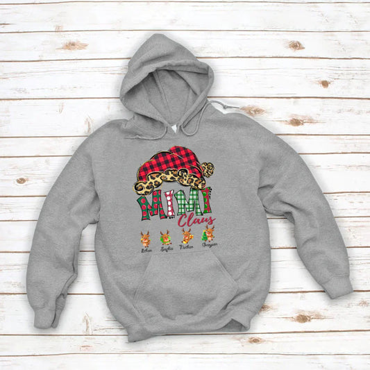Mimi Claus With Grandkids Names Christmas Reindeer Hoodie