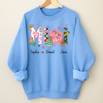 Mimi and Grandkids Christmas Personalized Gift Shirt